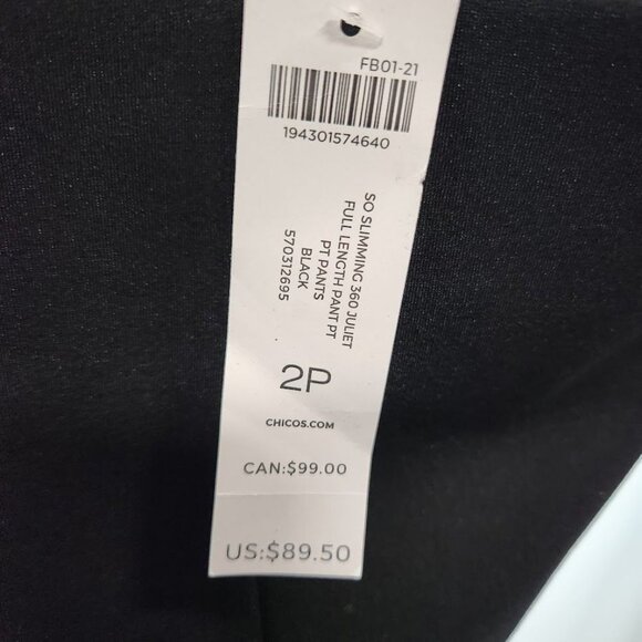 NWT Chico's So Slimming 360 Juliet Full‎ Length Pants in Black Size 2P - Picture 6 of 8
